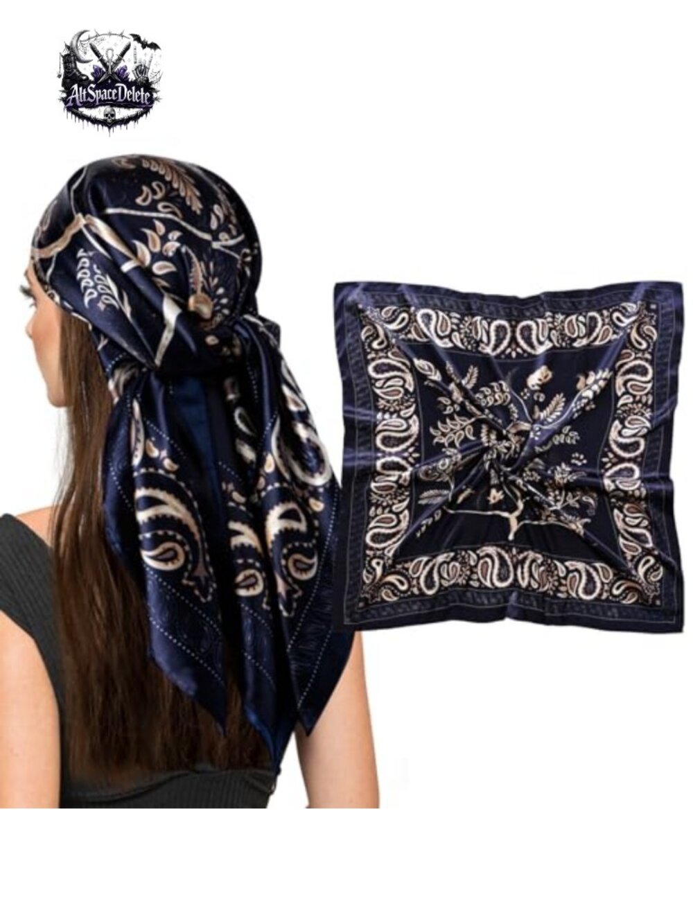 35" Square Silk Feeling Scarf Hair Wrap Neck Scarf Paisley